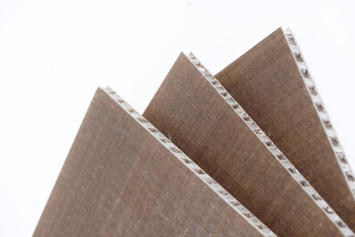 Sustainable lightweight thermoplastic honeycomb panel with flax fibre composites to replace glass and carbon fibre materials - innovation by EconCore & Flaxco (Division of Flipts & Dobbels NV) partnership.